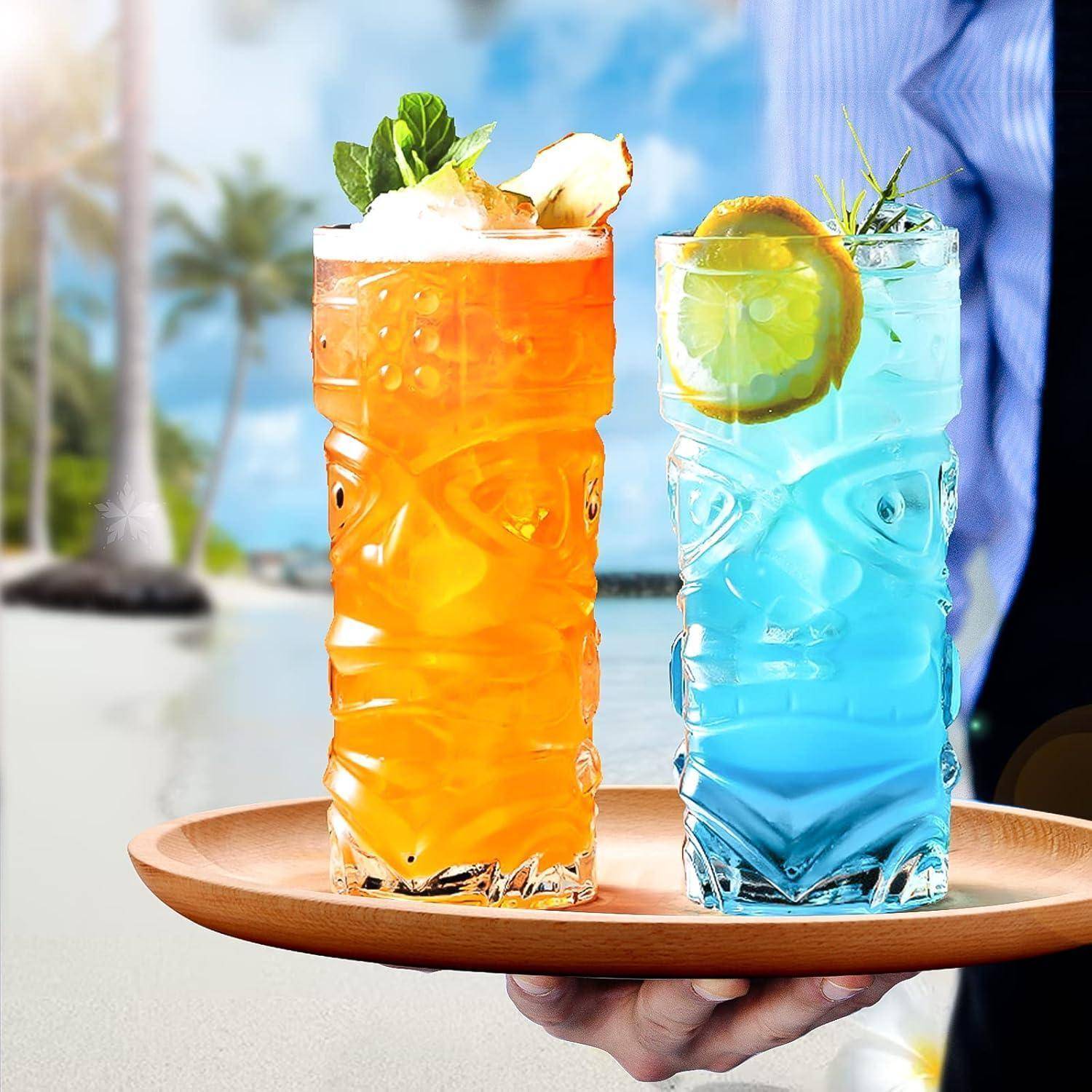 Tiki Longdrinkgläser 6er Set 400ml Lustige Cocktailgläser für Bars
