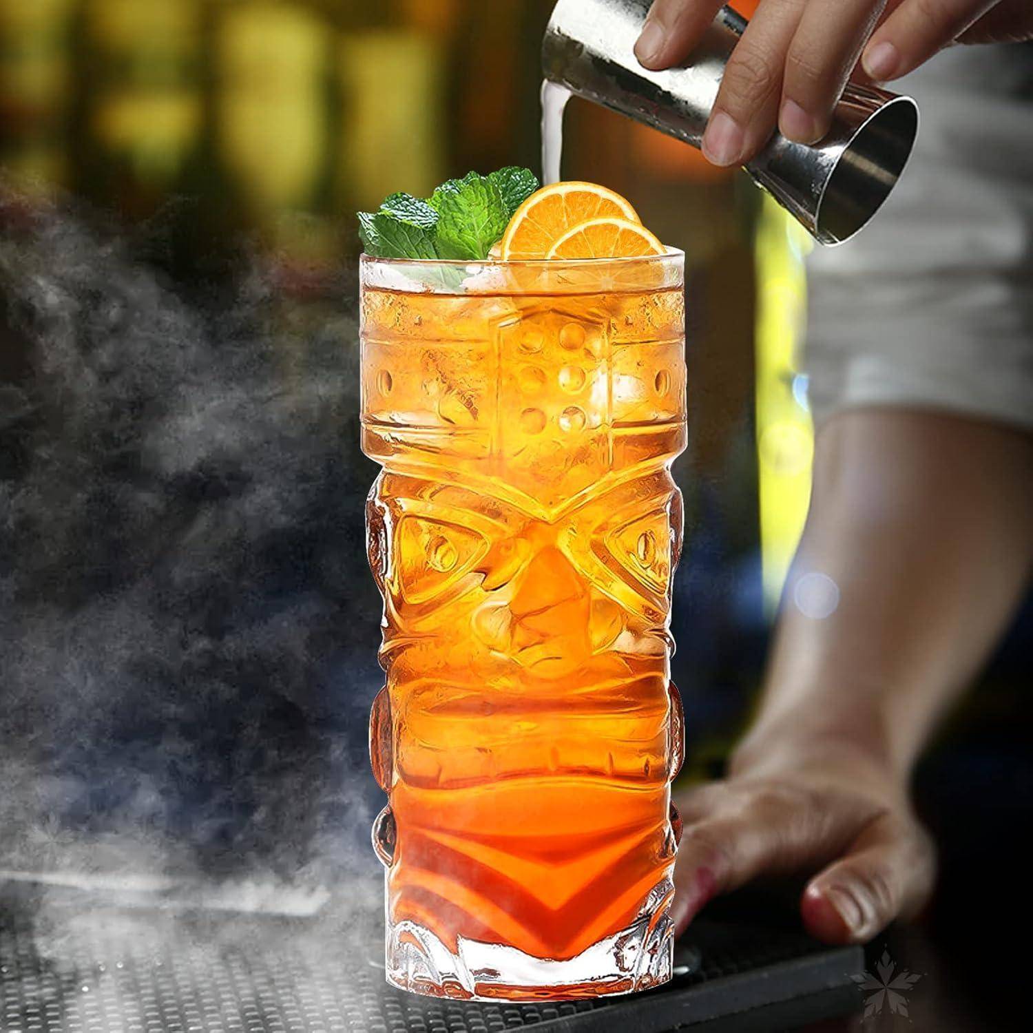 Tiki Longdrinkgläser 6er Set 400ml Lustige Cocktailgläser für Bars