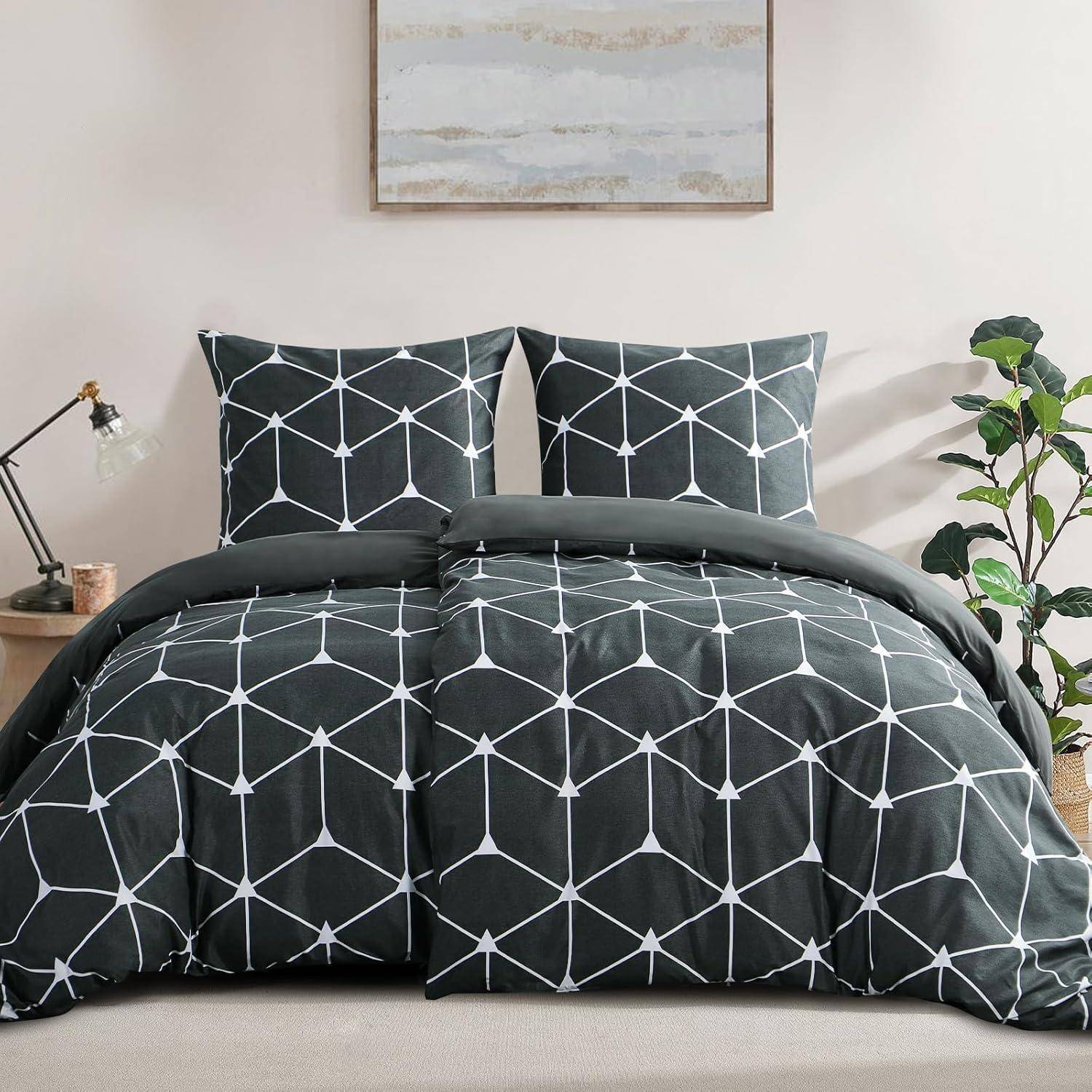 Bettdecke Flauschige Decke Bettwäsche 135x200 Mikrofaser Anthrazit Set