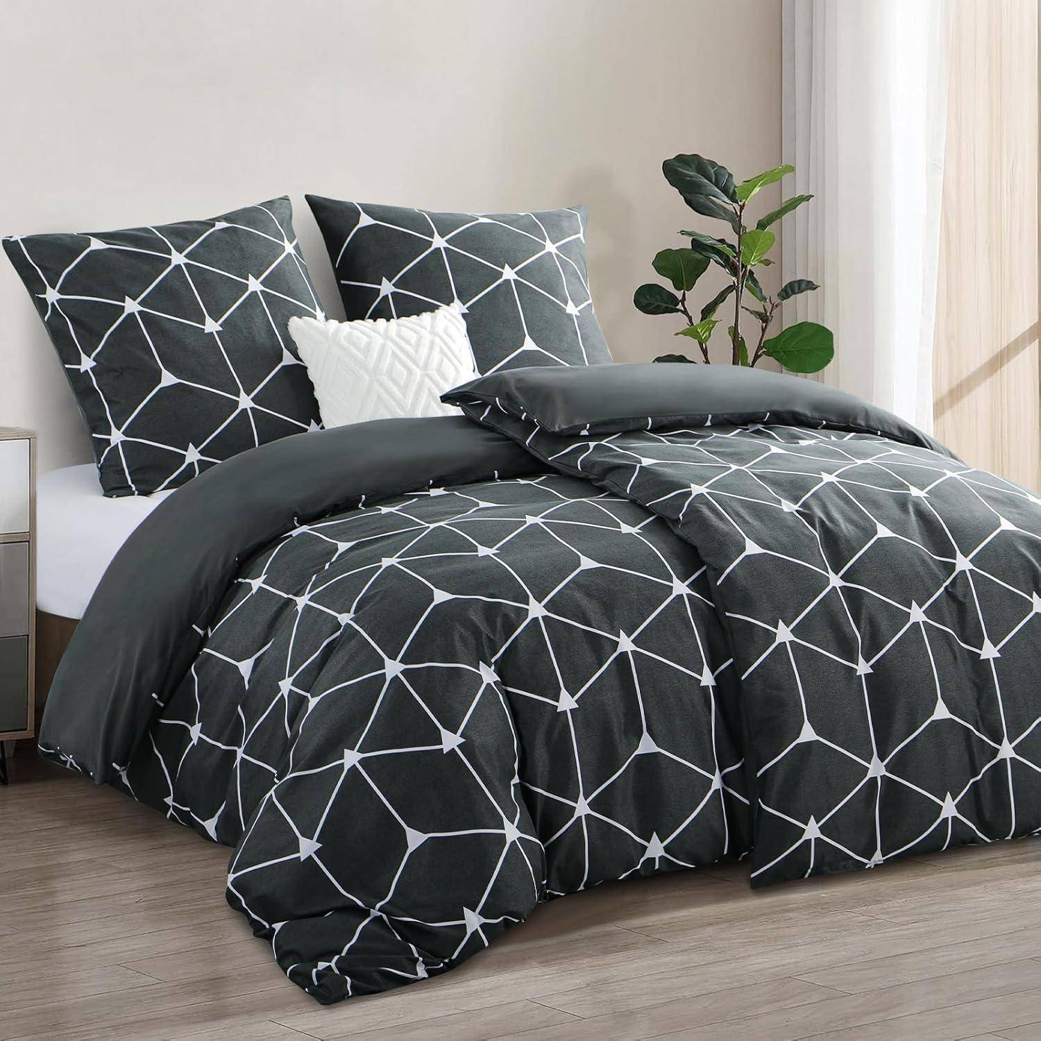 Bettdecke Flauschige Decke Bettwäsche 135x200 Mikrofaser Anthrazit Set
