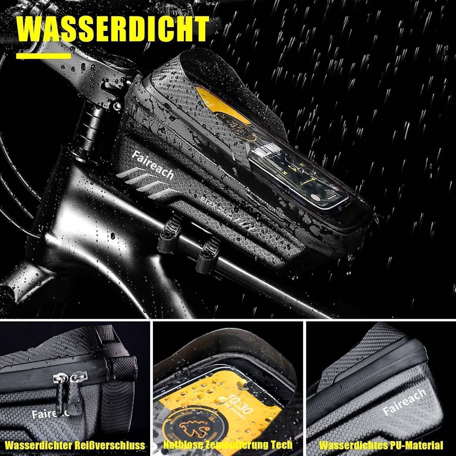 Ein wasserdichter Radsportschuh mit reflektierenden Details auf einem Fahrradpedal; zu den Merkmalen gehören wasserdichter Reißverschluss, atmungsaktives Innenfutter und strapazierfähige Beschichtung.
