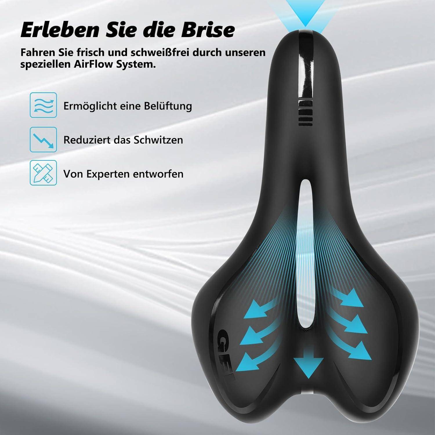 Fahrradsattel Herren Gel MTB Sattel Damen Bequem Hohl Wasserdicht