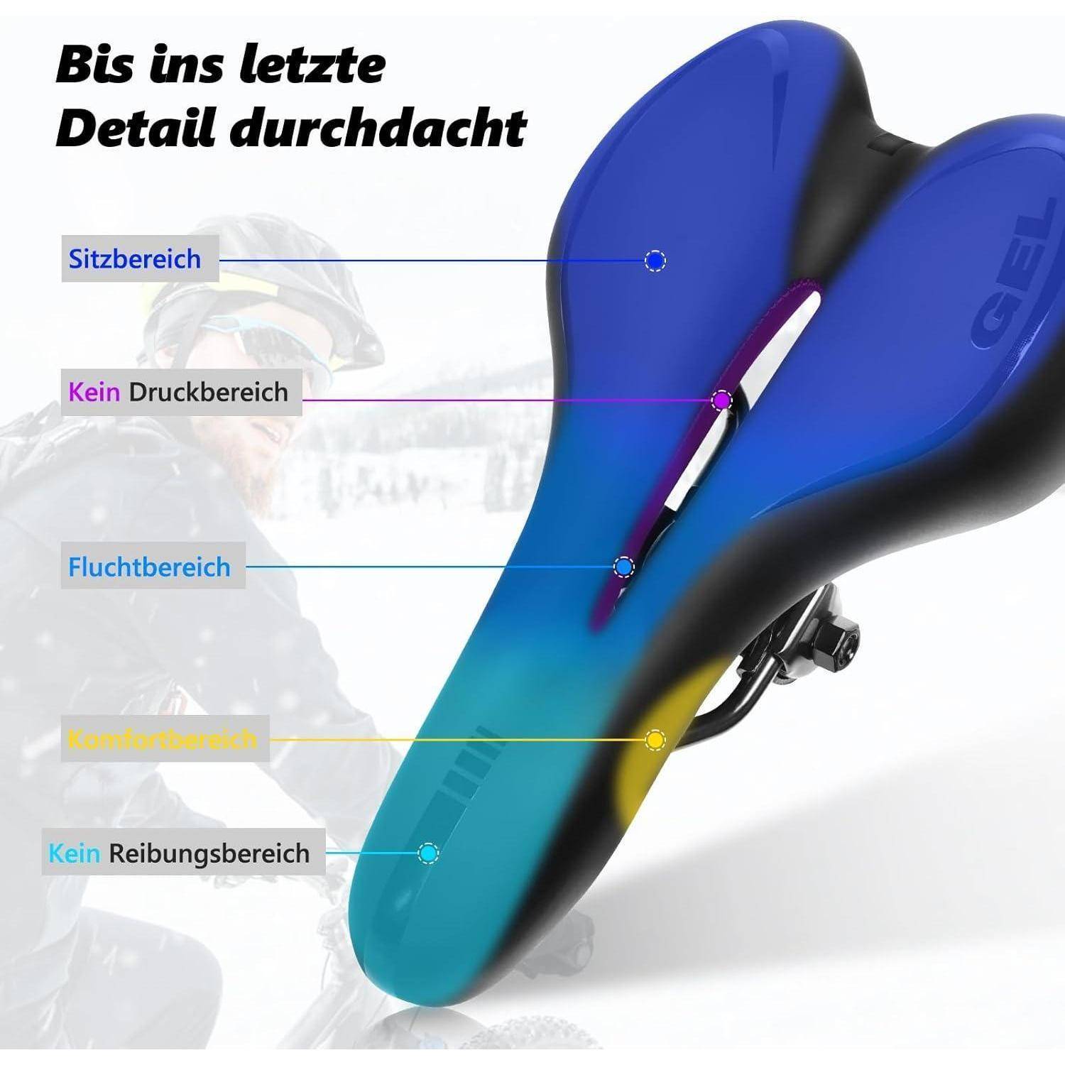 Fahrradsattel Herren Gel MTB Sattel Damen Bequem Hohl Wasserdicht