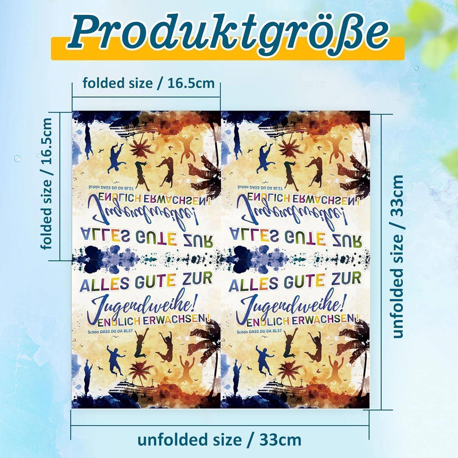 Servietten Jugendweihe Deko 3-lagig 33x33cm Alles Gute zur Jugendweihe