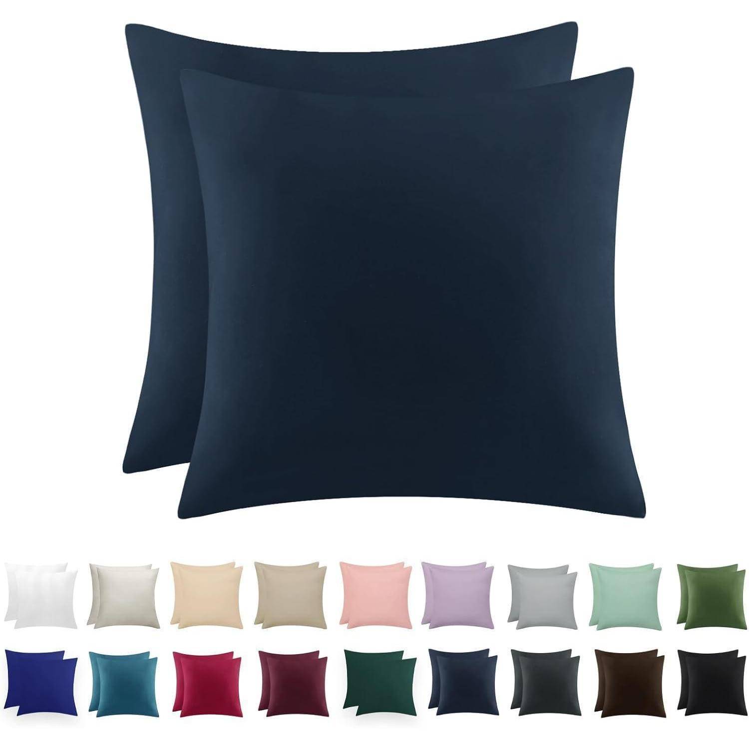 Kissenbezug 80x80 Blau 2er Set Mikrofaser Reißverschluss Doppelpack