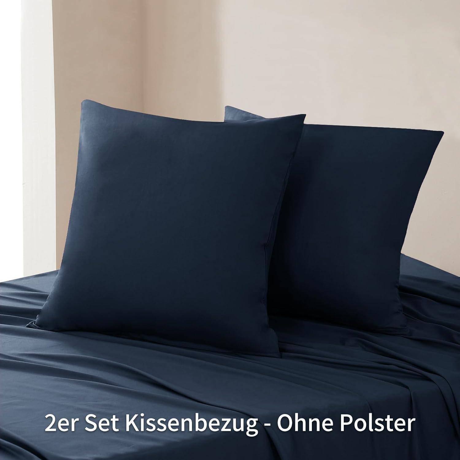 Kissenbezug 80x80 Blau 2er Set Mikrofaser Reißverschluss Doppelpack