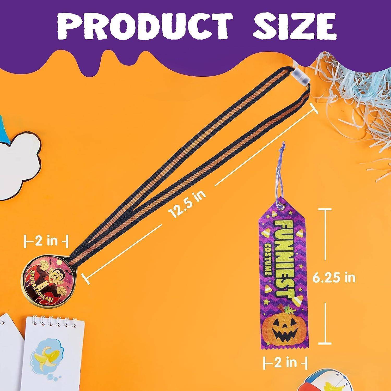 24-teiliges Halloween Medaillen-Trophäen Set mit Bändern