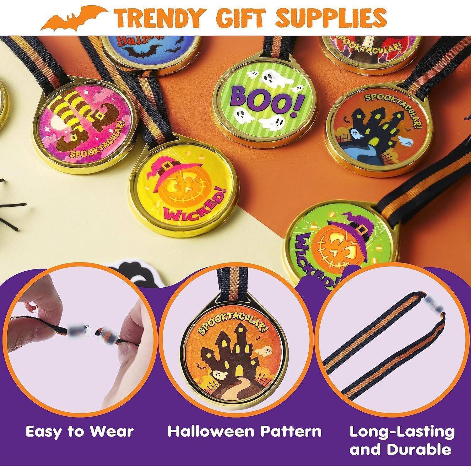 24-teiliges Halloween Medaillen-Trophäen Set mit Bändern