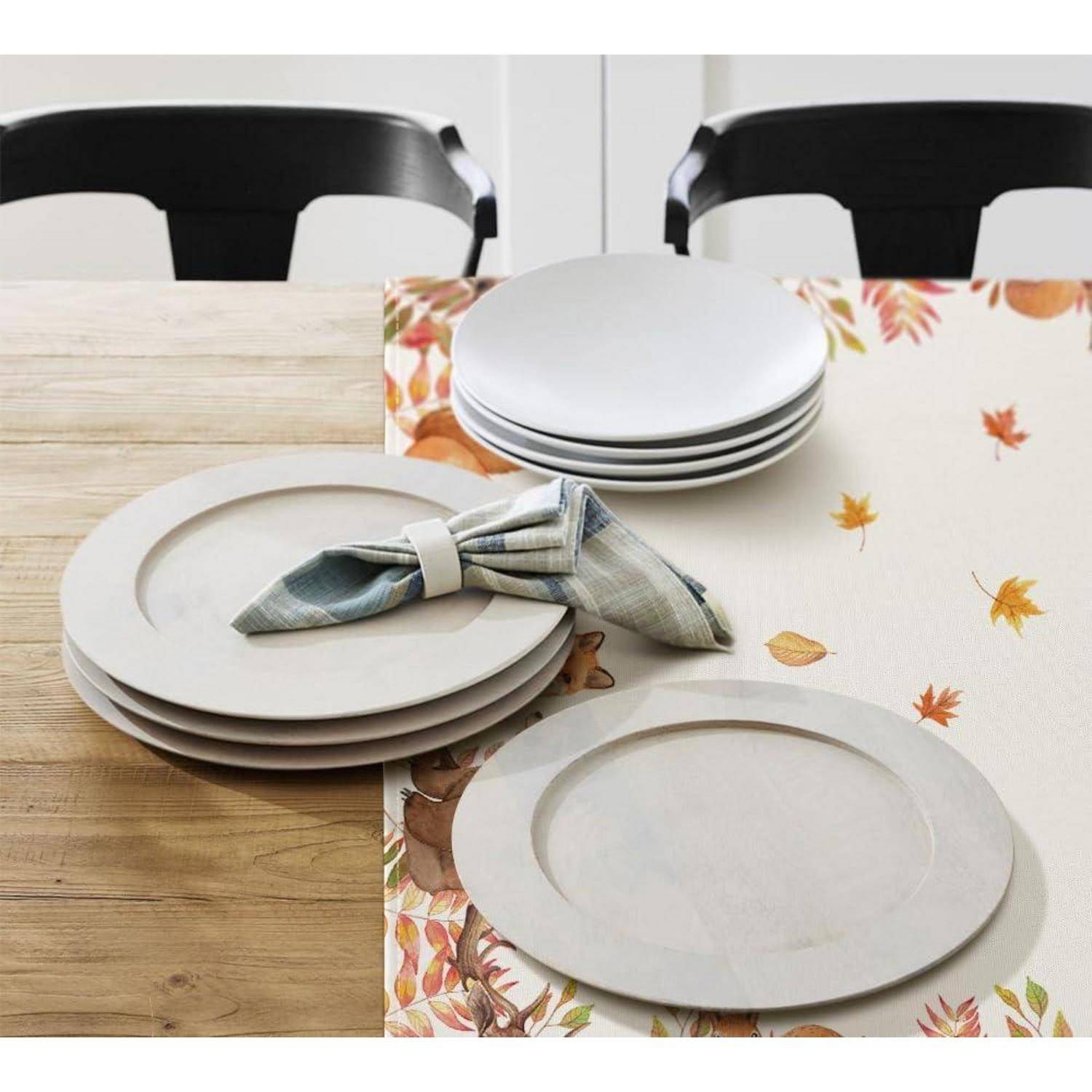 Herbst Tischdecke Hirsch Deer Vögel Küche Dekoration 85x85 cm Beige