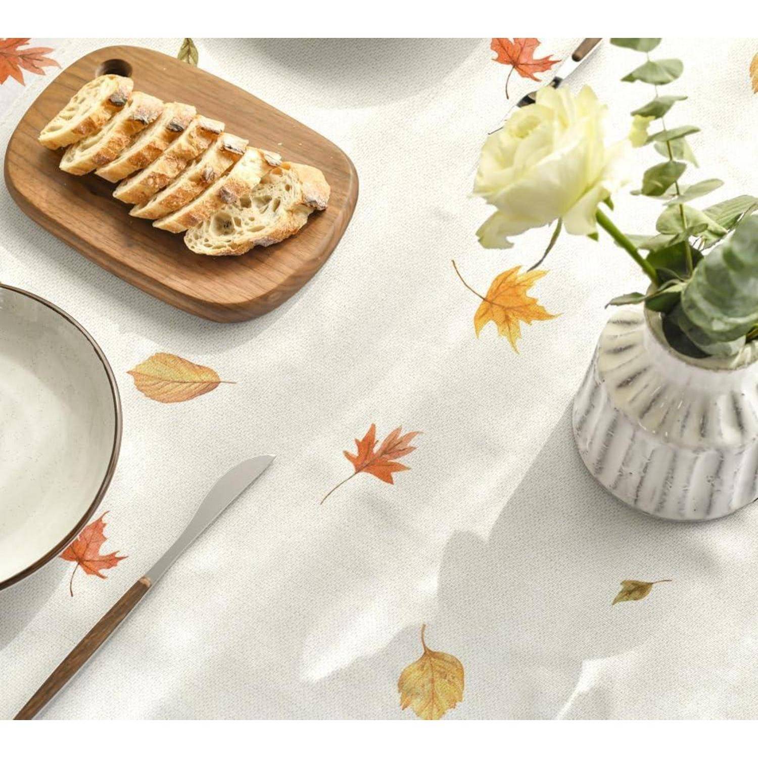 Herbst Tischdecke Hirsch Deer Vögel Küche Dekoration 85x85 cm Beige