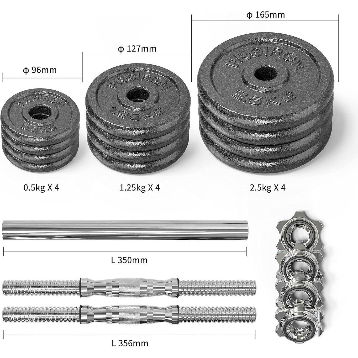 Hantelset Gusseisen 2 in 1 Kurz- und Langhantel 5-30kg verstellbar 2er