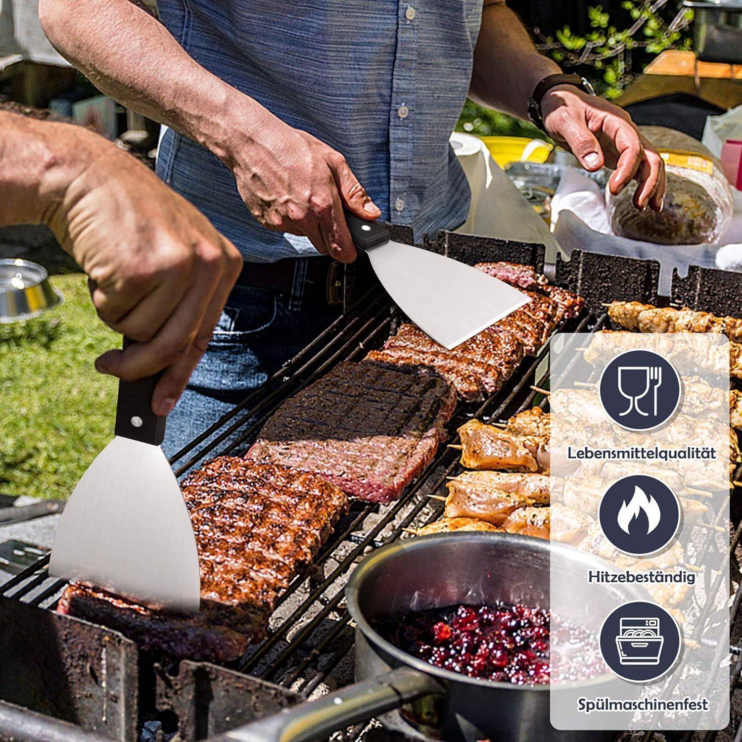 Grillspachtel Edelstahl mit ABS-Kunststoffgriff, 2-teiliges Set für