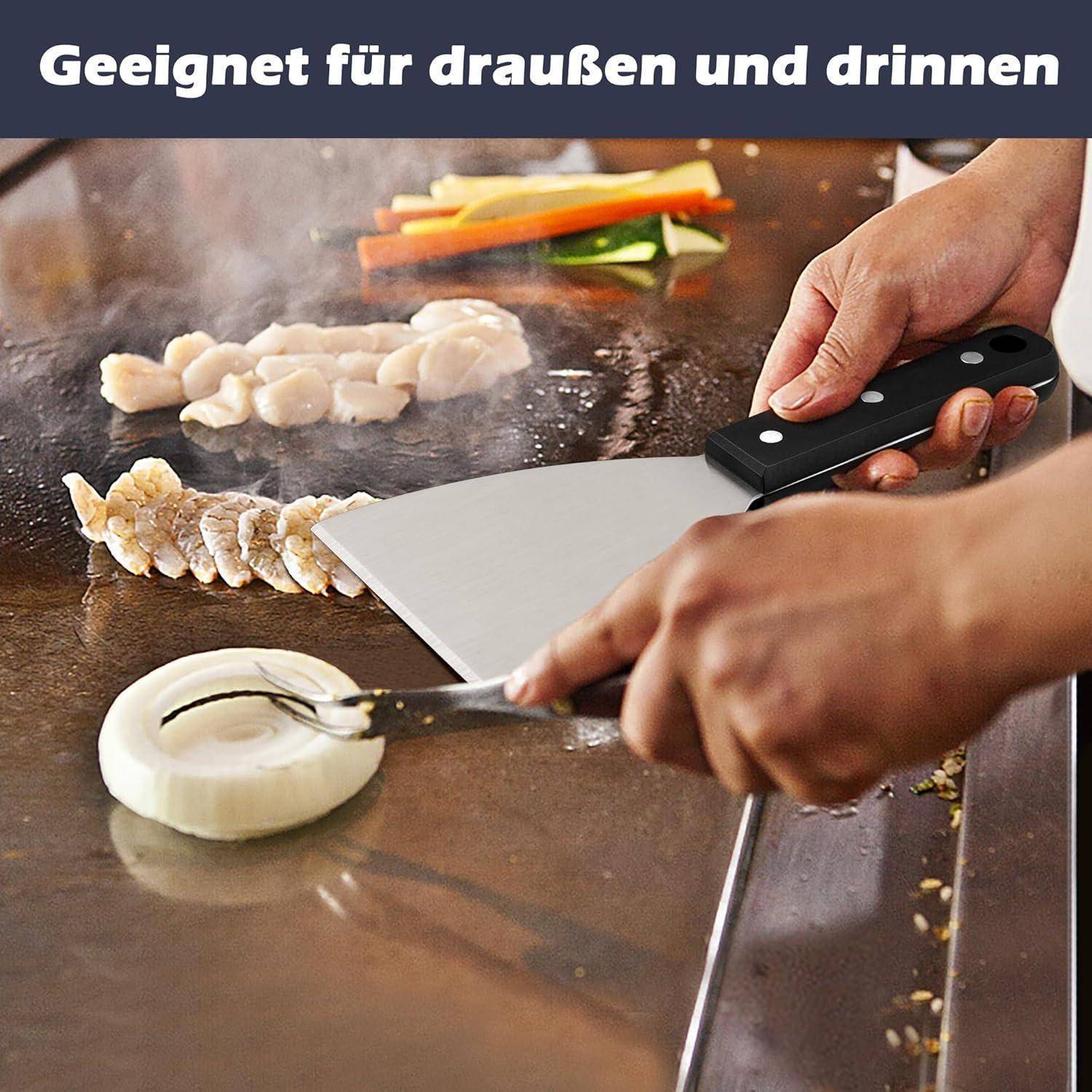 Grillspachtel Edelstahl mit ABS-Kunststoffgriff, 2-teiliges Set für