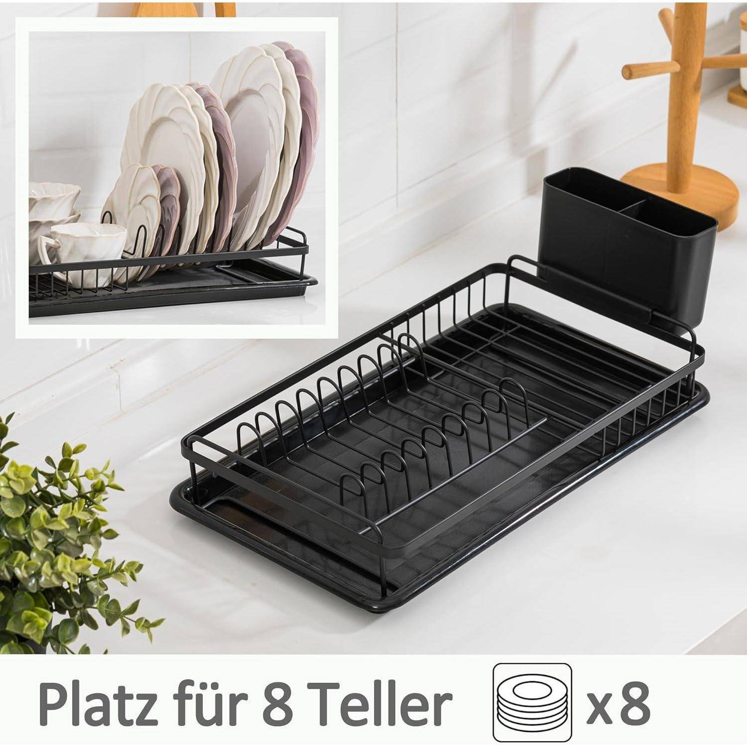 Abtropfgestell Geschirr klein mit Abtropfschale und Besteckkorb