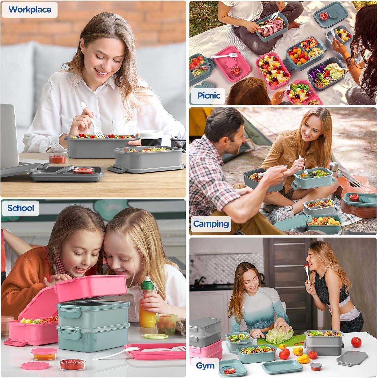 Lunchbox Erwachsene 2130ml Groß Volumen Bento Box Auslaufsicher für