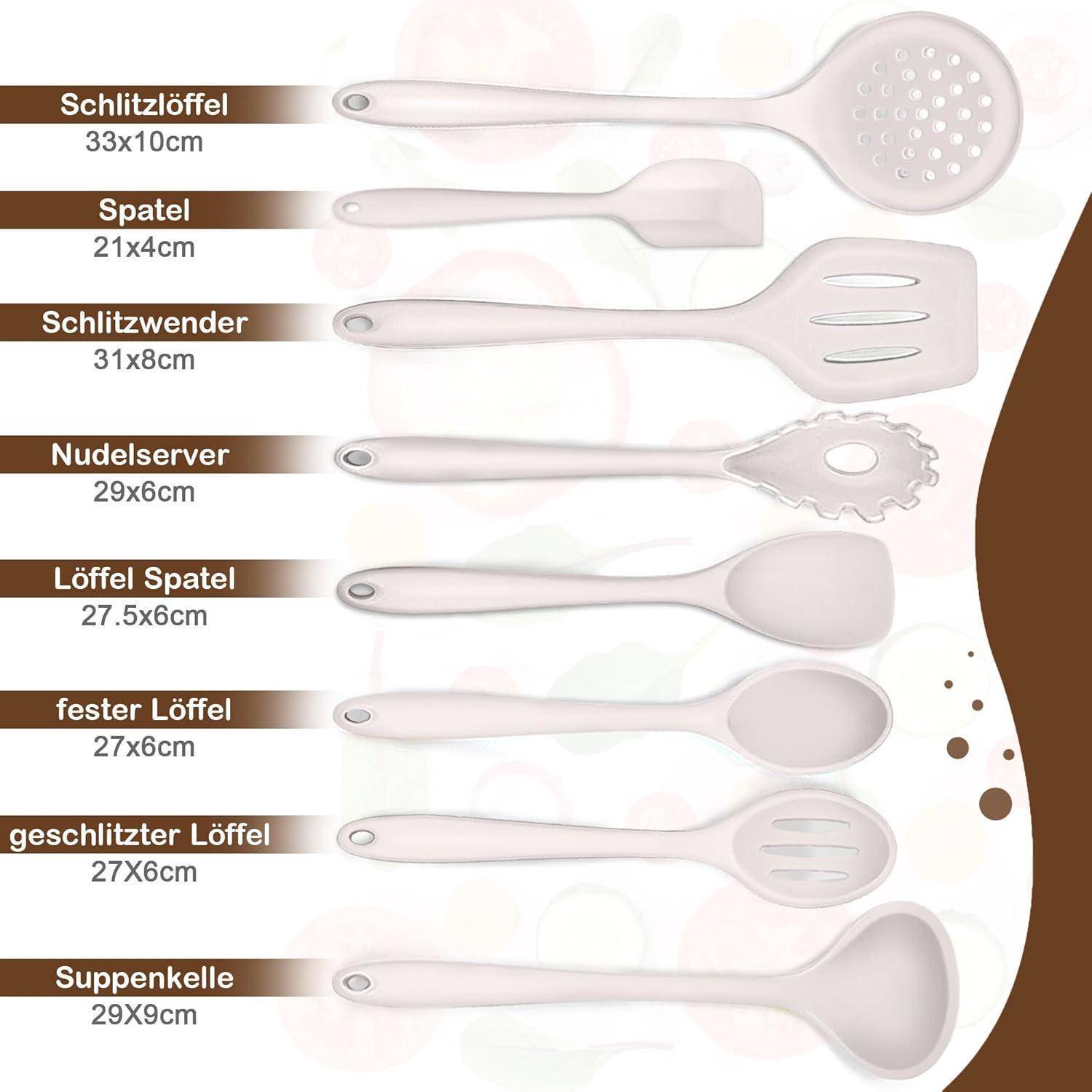 Küchenhelfer Set Silikon 8-teilig Hitzebeständig Spülmaschinenfest