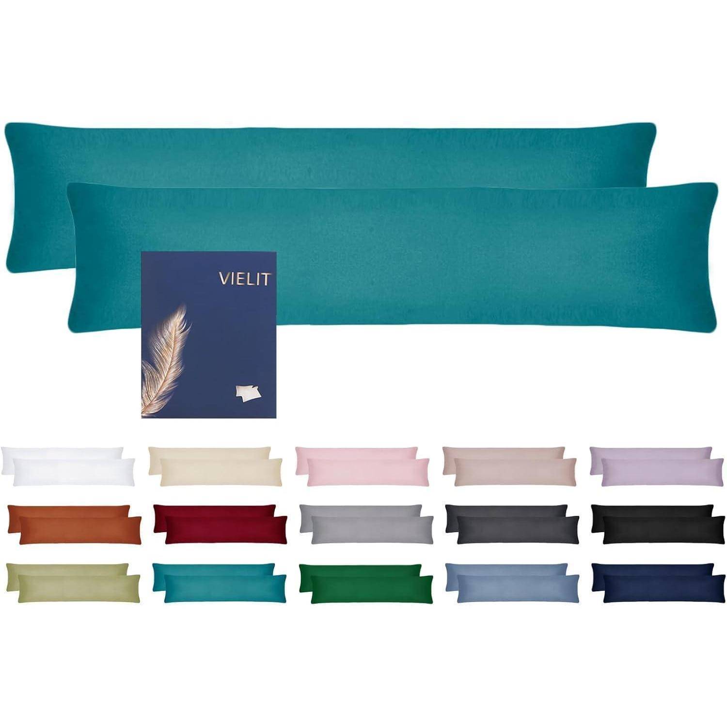 Seitenschläferkissen Bezug 40x145 2er Pack Weich Öko Zertifikat Petrol