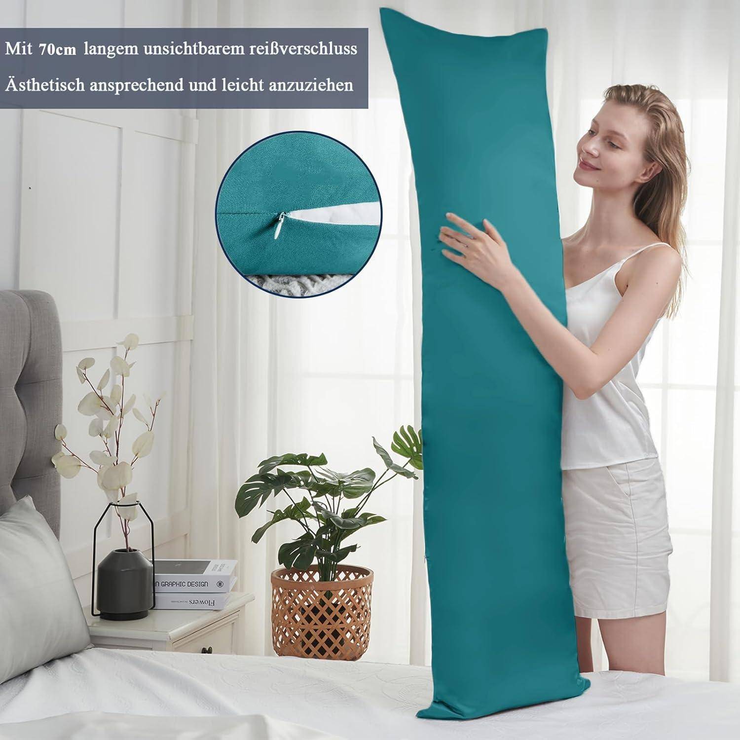 Seitenschläferkissen Bezug 40x145 2er Pack Weich Öko Zertifikat Petrol