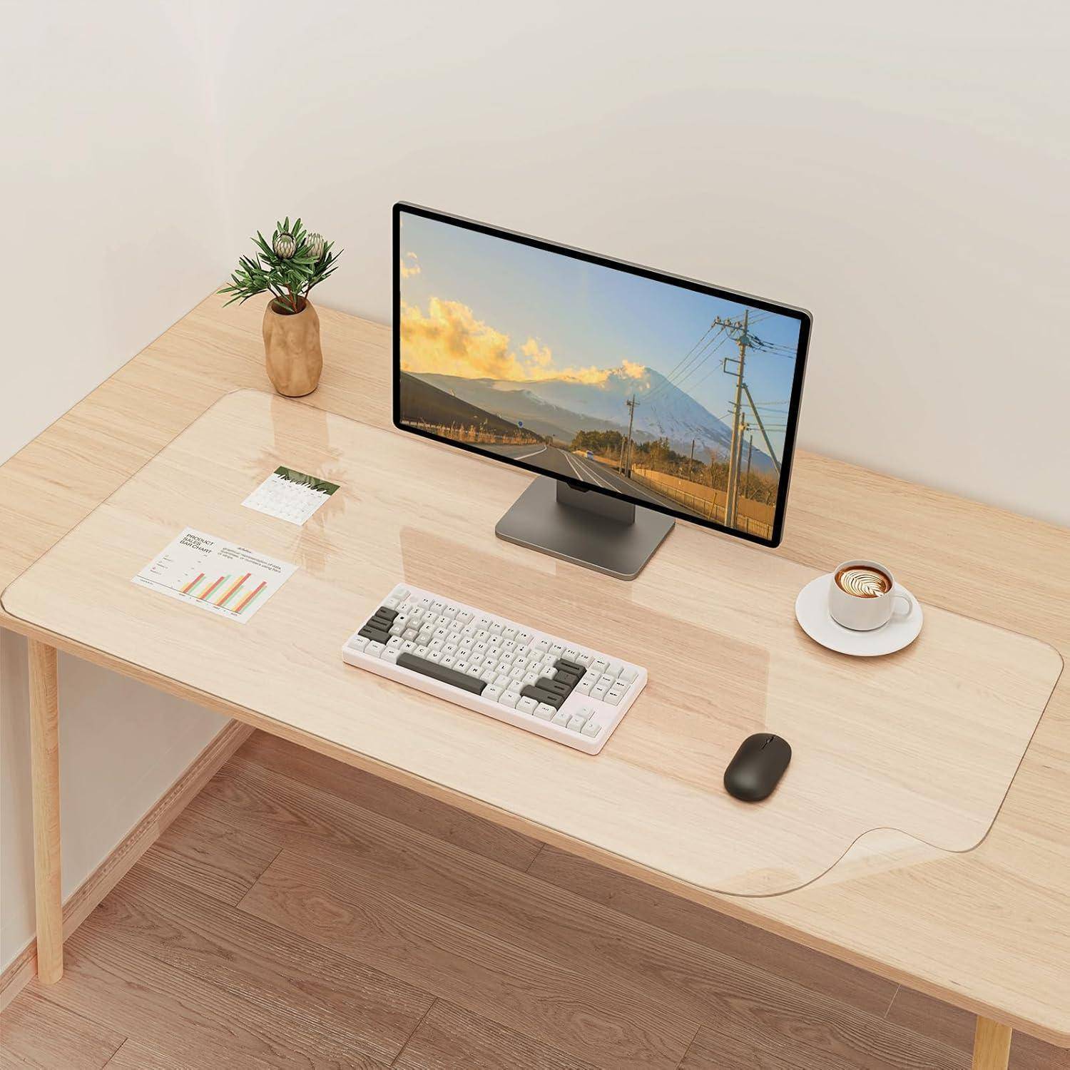 Transparente Schreibtischunterlage Mauspad 90x43cm Büro Zuhause