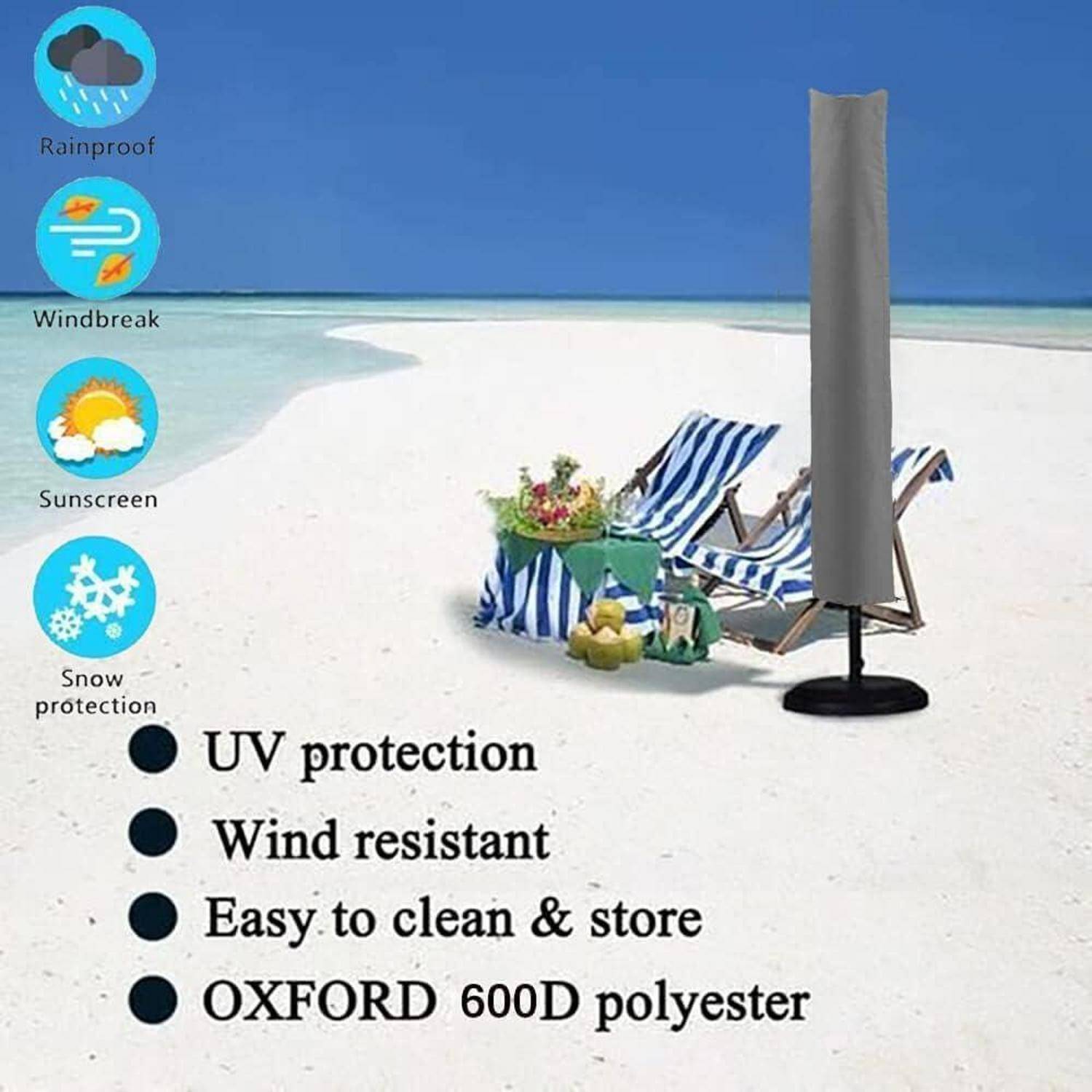 Schutzhülle für Sonnenschirm 2m wasserdicht Oxford-Gewebe 153x30cm