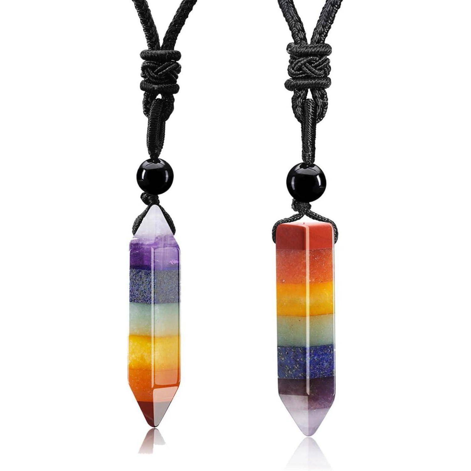 Chakra Healing Kristall Halskette mit Hexagon Anhänger - 2 Stück