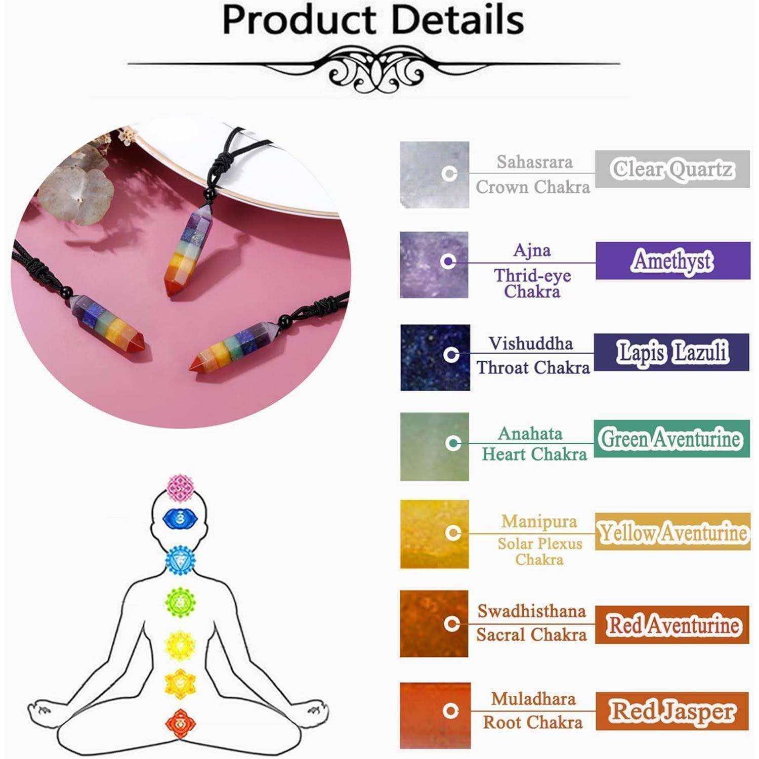 Chakra Healing Kristall Halskette mit Hexagon Anhänger - 2 Stück