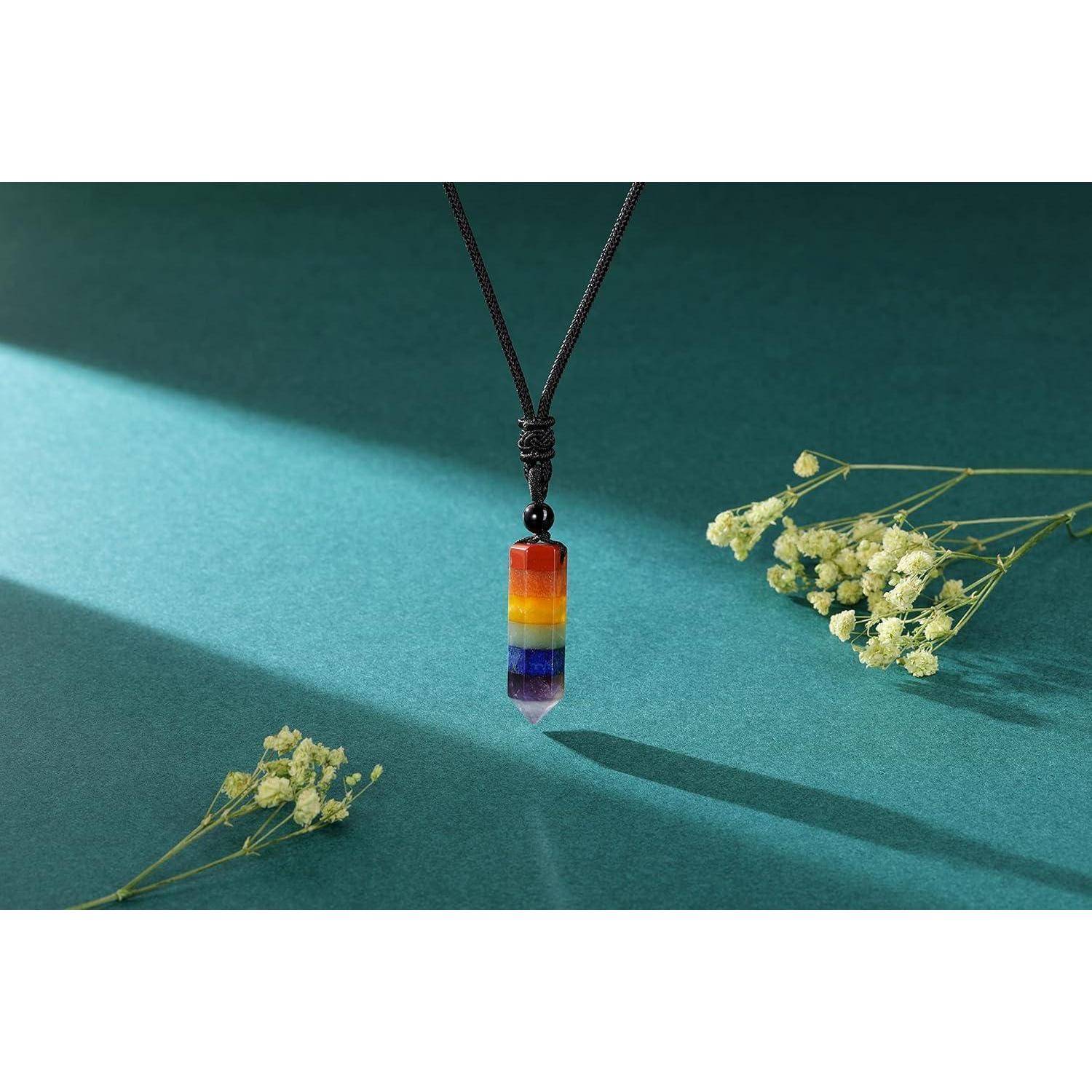 Chakra Healing Kristall Halskette mit Hexagon Anhänger - 2 Stück