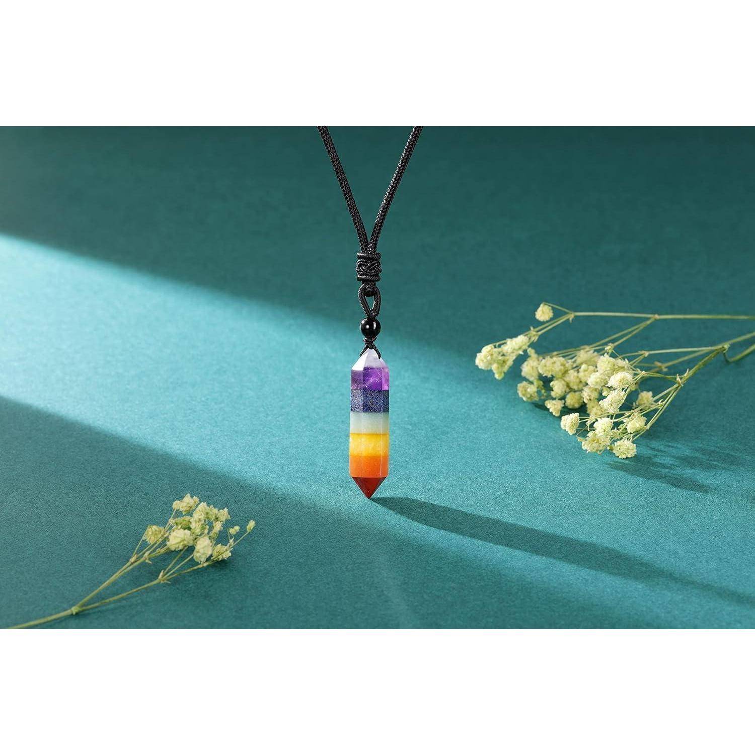 Chakra Healing Kristall Halskette mit Hexagon Anhänger - 2 Stück