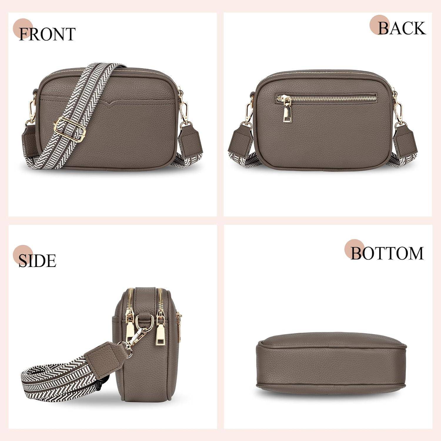 Damen-Umhängetasche PU Leder Crossbody Bag Kartenfächer Grau