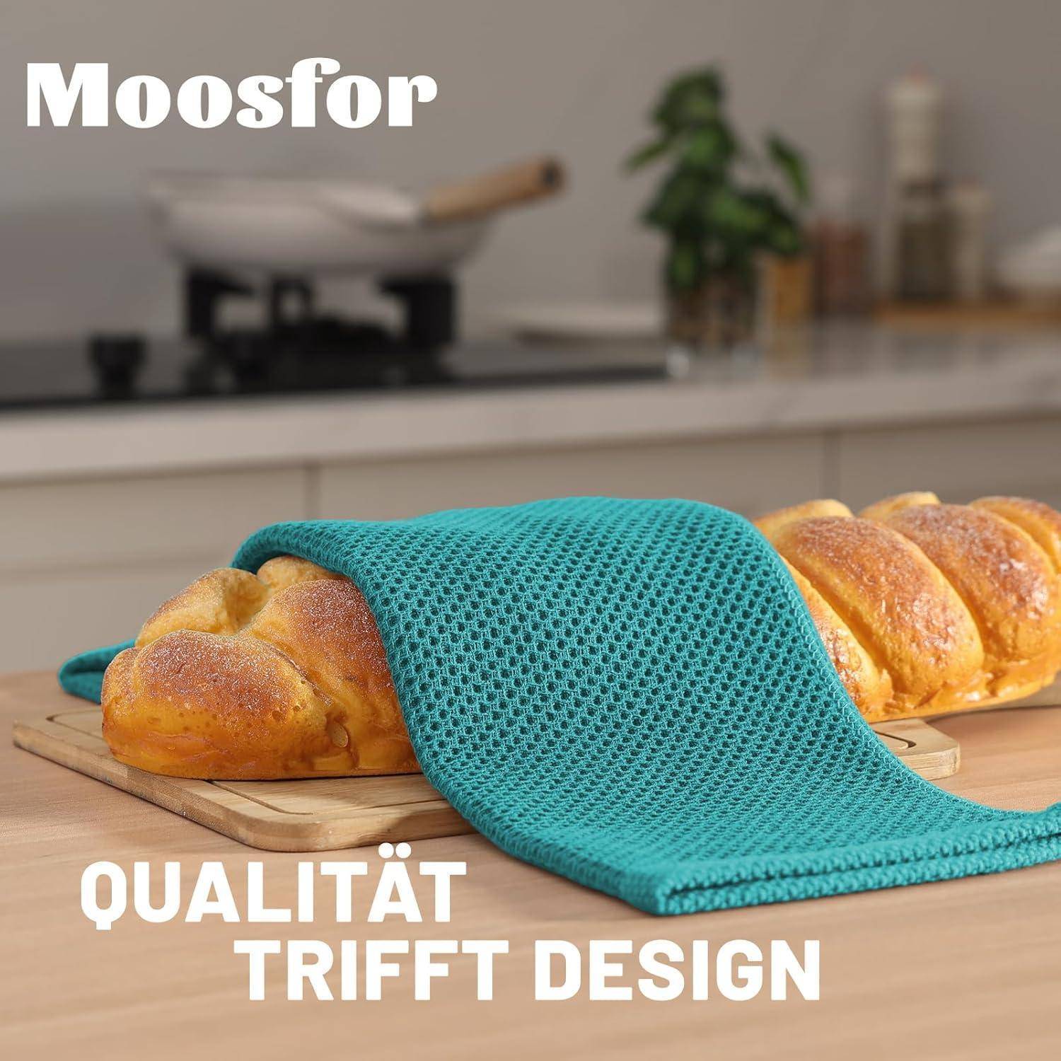 Geschirrtücher 6er Set 100% Baumwolle 30x30 cm Blaugrün Weich