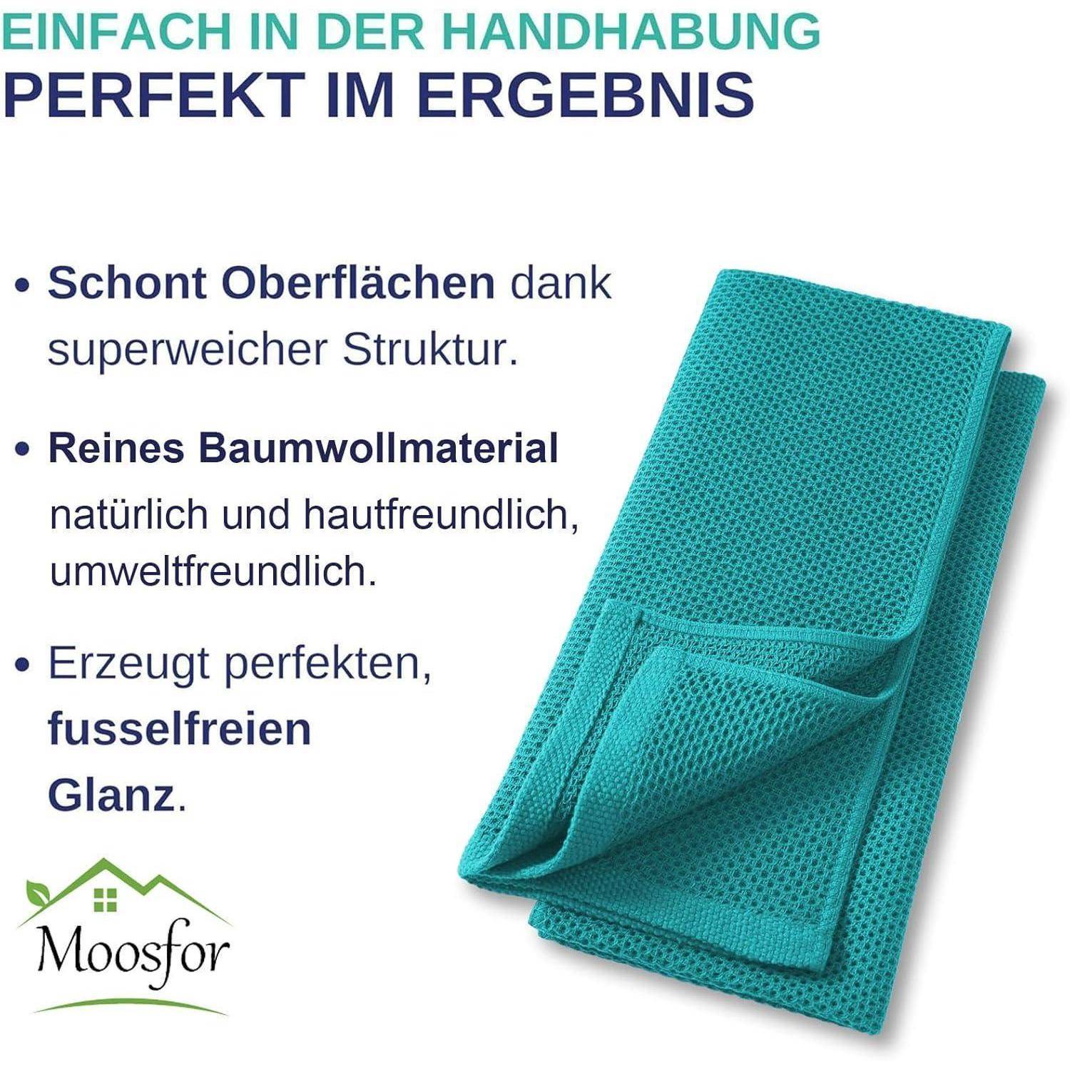 Geschirrtücher 6er Set 100% Baumwolle 30x30 cm Blaugrün Weich