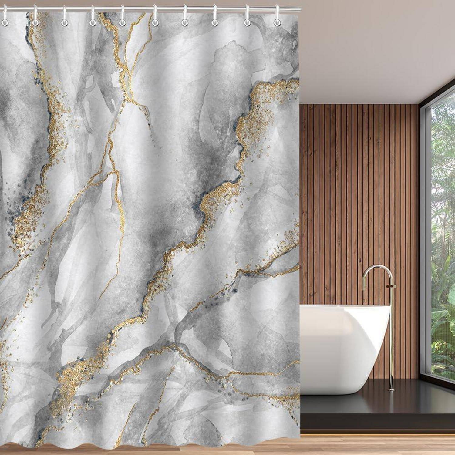 Duschvorhang 180x180cm Marmor Textil Antischimmel Wasserabweisend