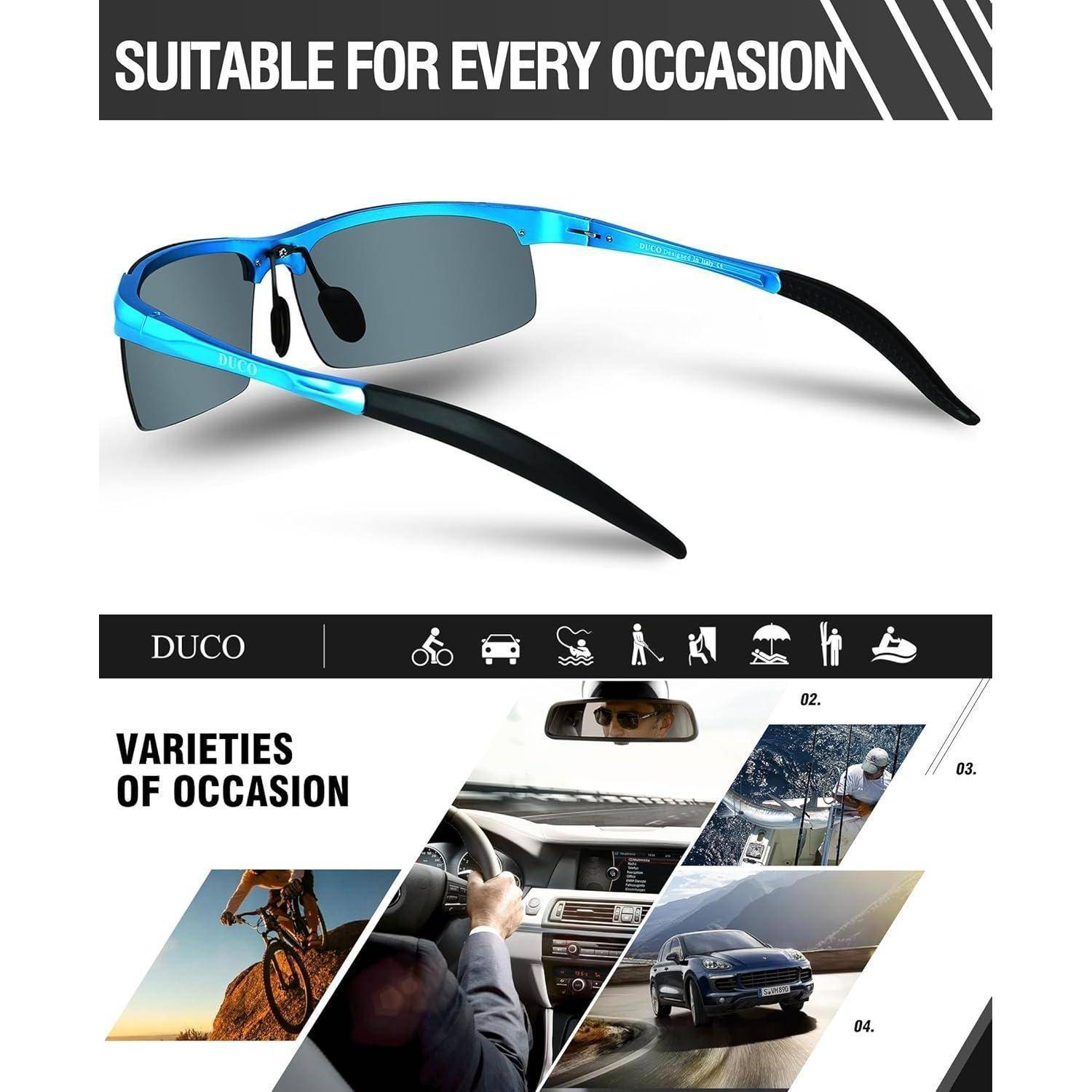 Herren Sportbrille Polarisierte Sonnenbrille Al-Mg Metallrahmen