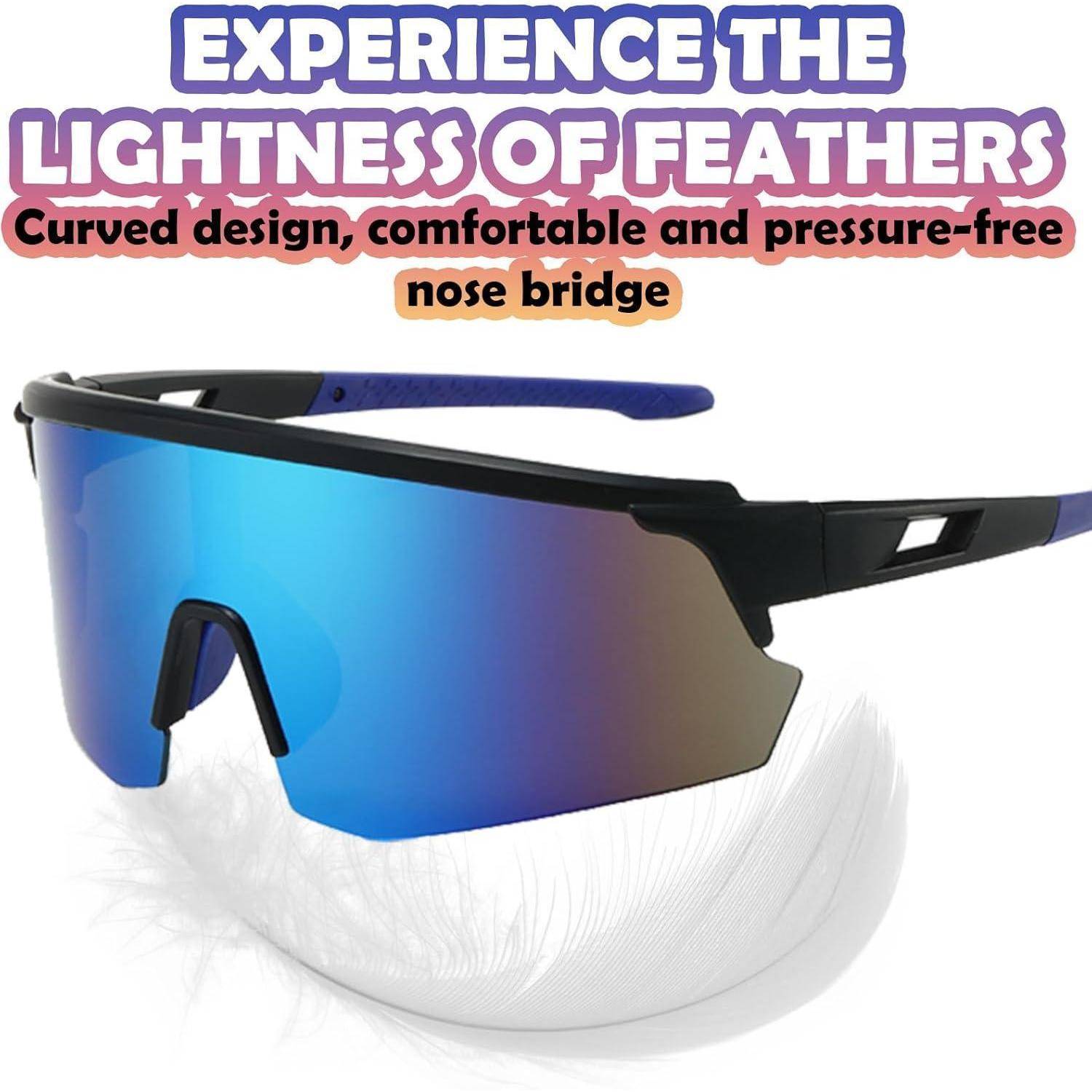 Sport Sonnenbrille Polarisiert Fahrradbrille Winddicht UV400 Blau