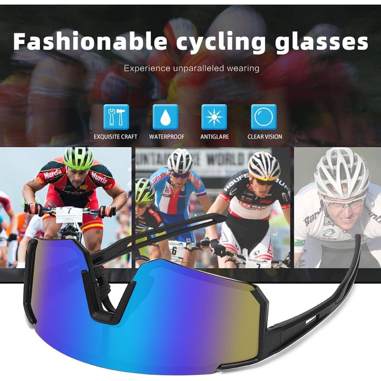 Sport Sonnenbrille Polarisiert Fahrradbrille Winddicht UV400 Blau