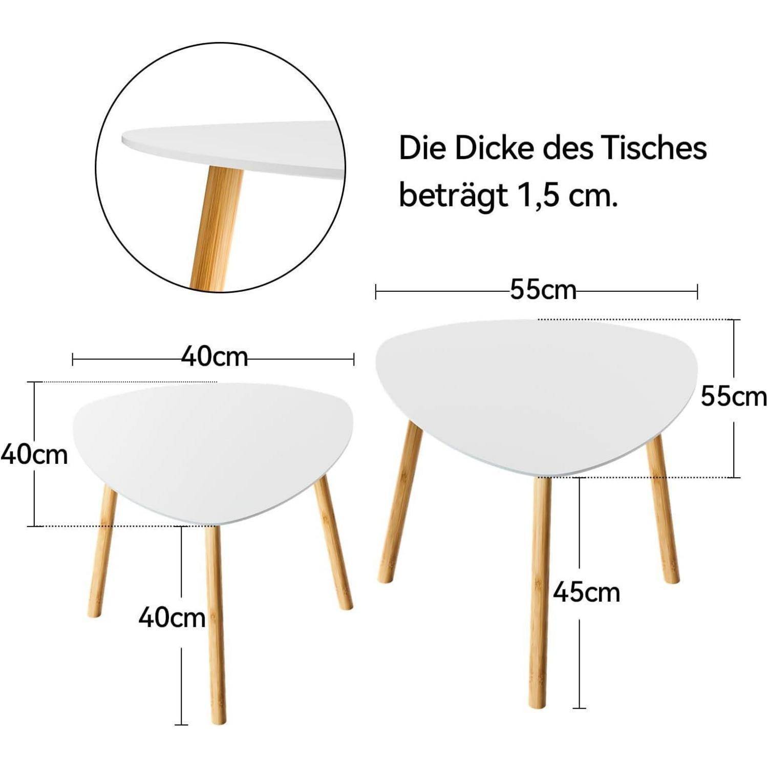 Moderne 2er Set Couchtisch Beistelltisch Weiß Sofa Tisch_SUITE