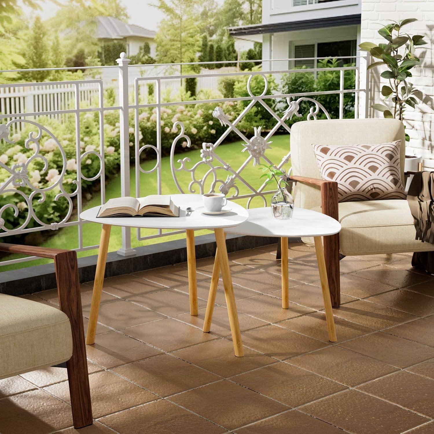 Moderne 2er Set Couchtisch Beistelltisch Weiß Sofa Tisch_SUITE