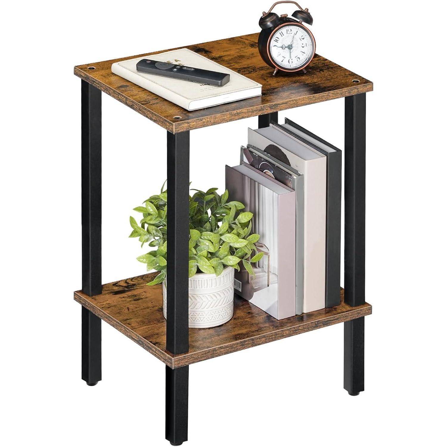 Beistelltisch Industriestil 2 Ebenen Vintage schwarzbraun AETHR7901N1
