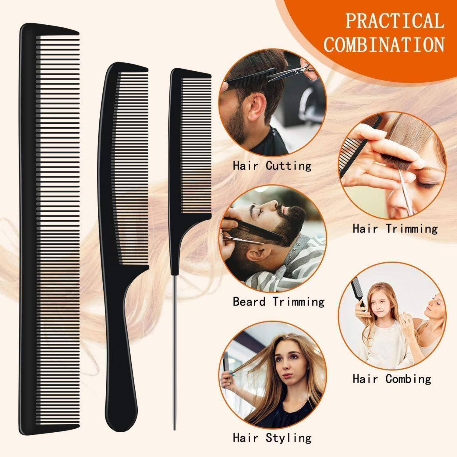 Professionelles 3-teiliges Haarkamm-Set Carbon Hitzebeständiger