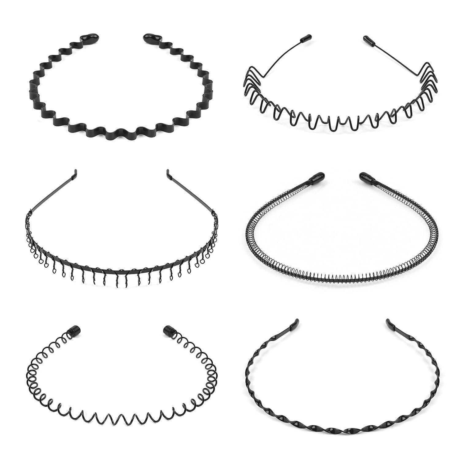 Metall Haarreifen 6 Stück Spring Wave Schwarz Stirnband Zubehör