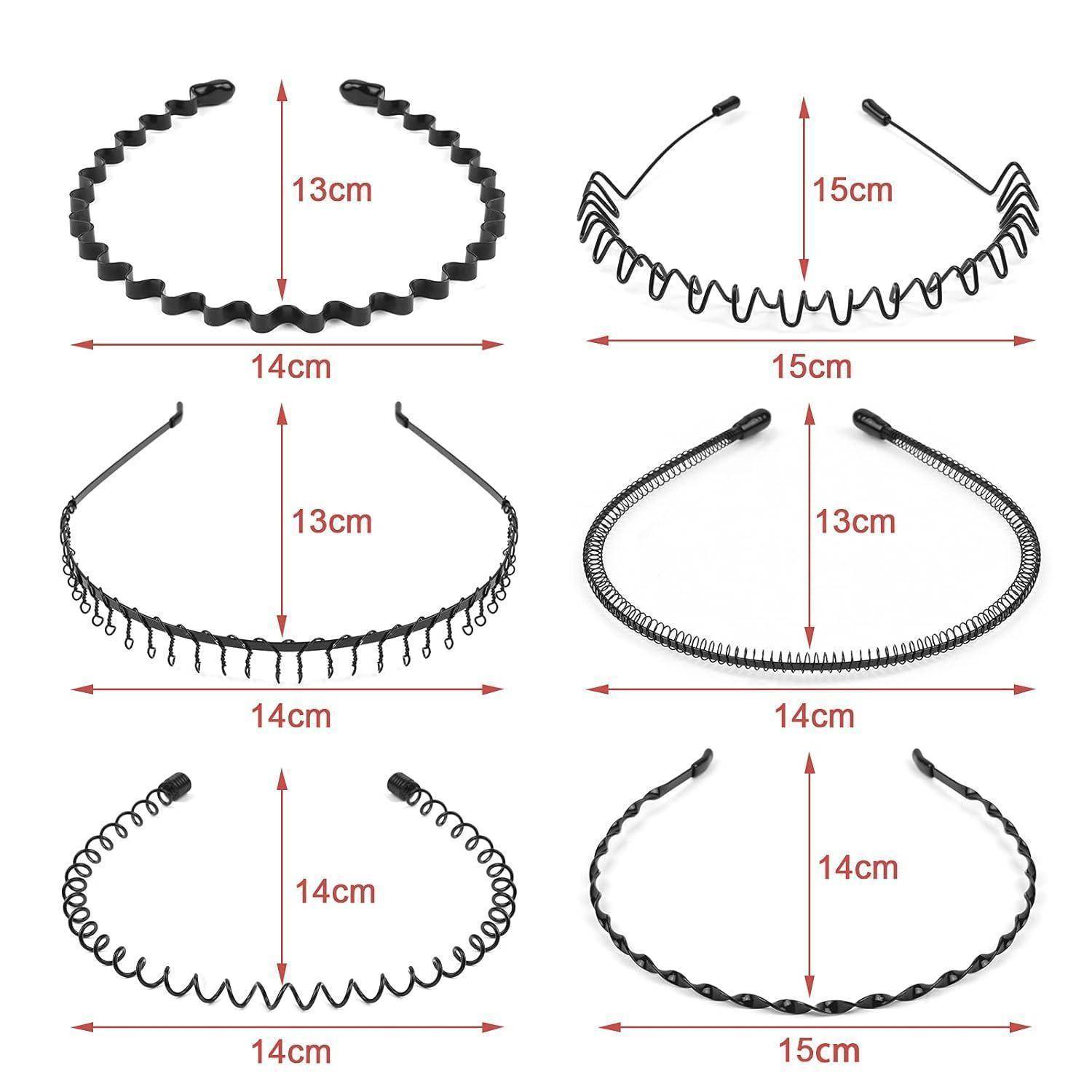 Metall Haarreifen 6 Stück Spring Wave Schwarz Stirnband Zubehör