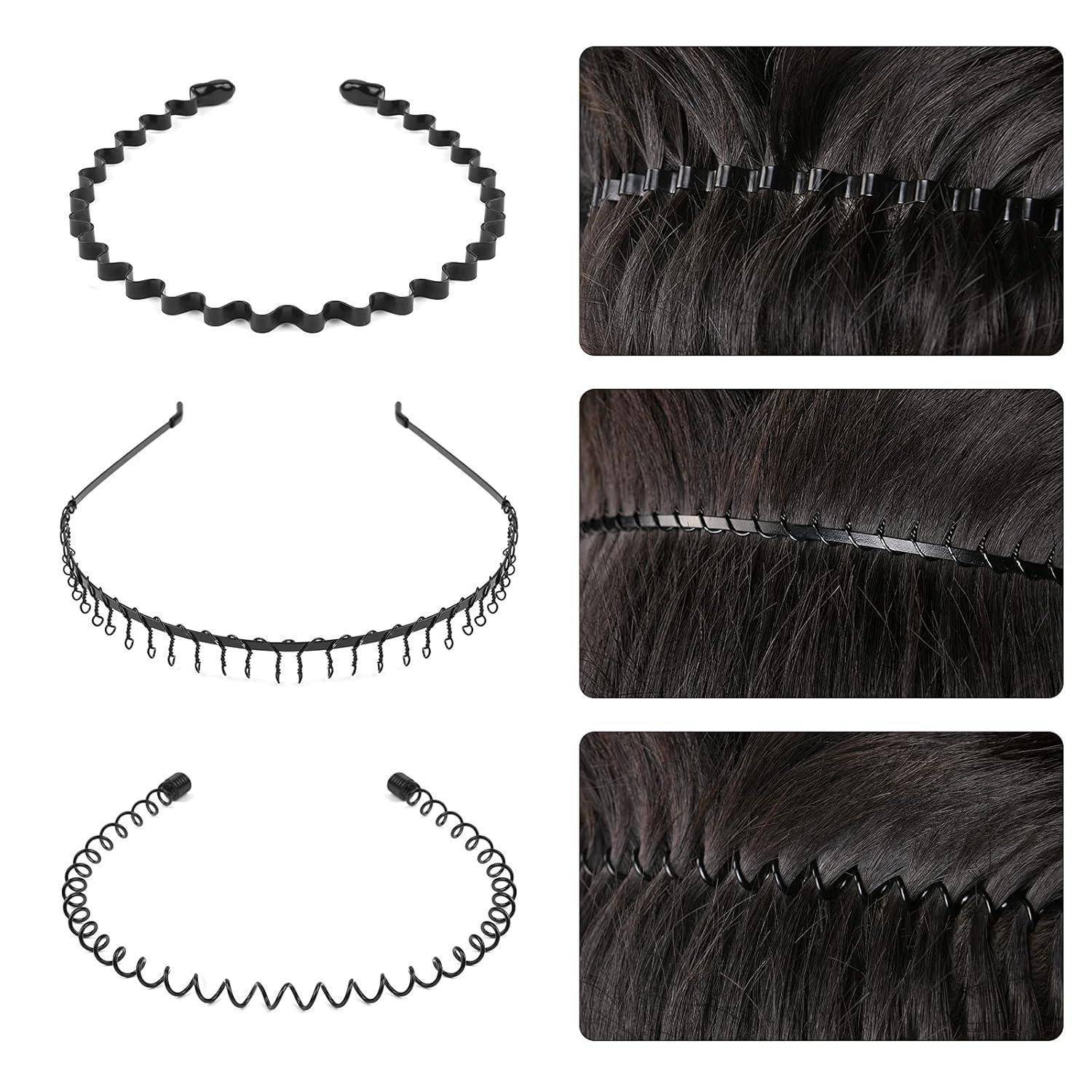 Metall Haarreifen 6 Stück Spring Wave Schwarz Stirnband Zubehör