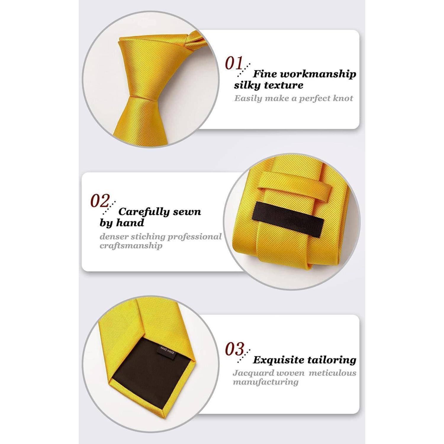 Krawatte Herren Hochzeit Einstecktuch Set Gold