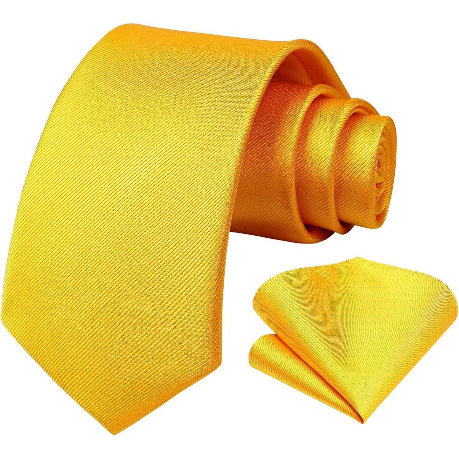 Krawatte Herren Hochzeit Einstecktuch Set Gold