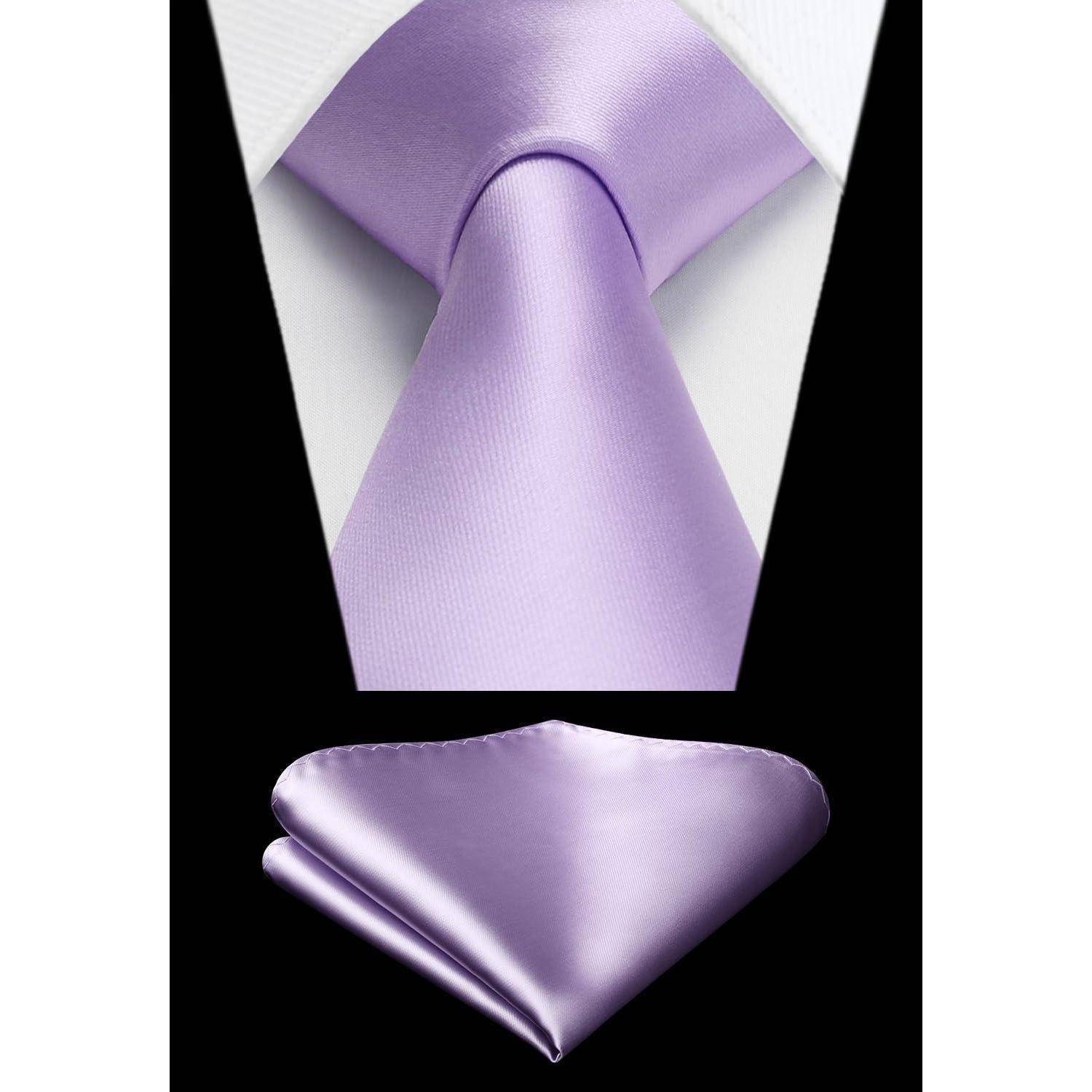 Hellviolette Seidenkrawatte und passendes Einstecktuch.