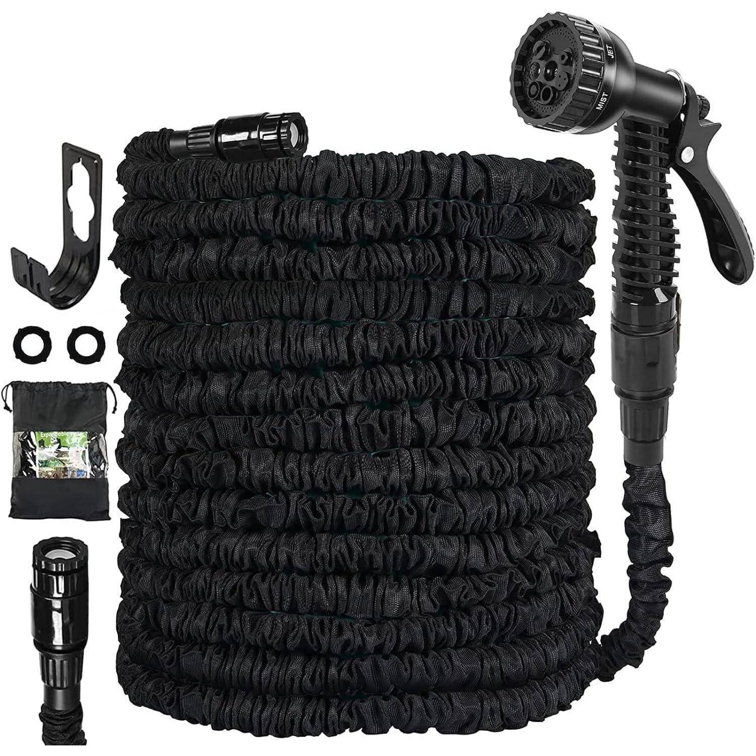 Gartenschlauch flexibel dehnbar 30m 7 Funktionen Schwarz-100ft