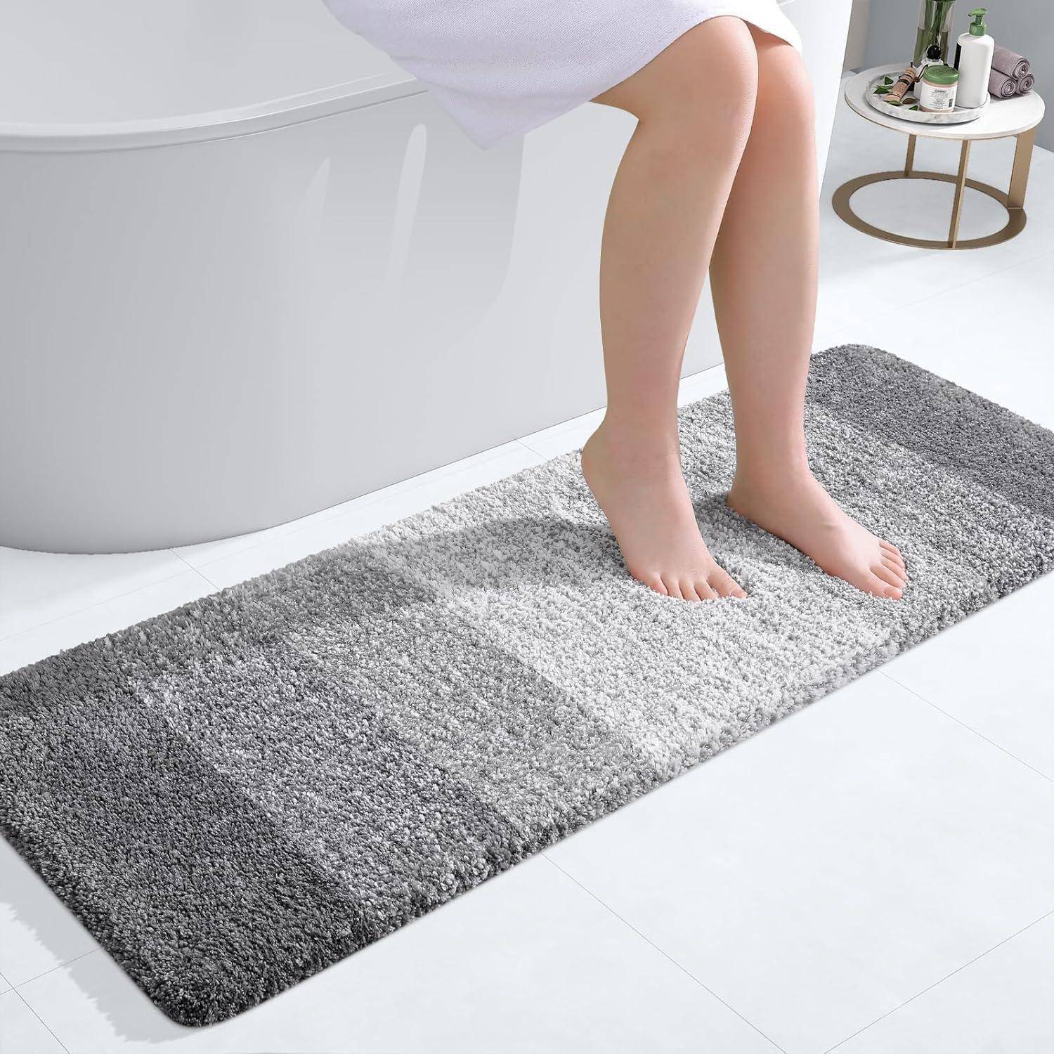 Badezimmerteppich Rutschfest Waschbar Mikrofaser 40x120 cm Grau