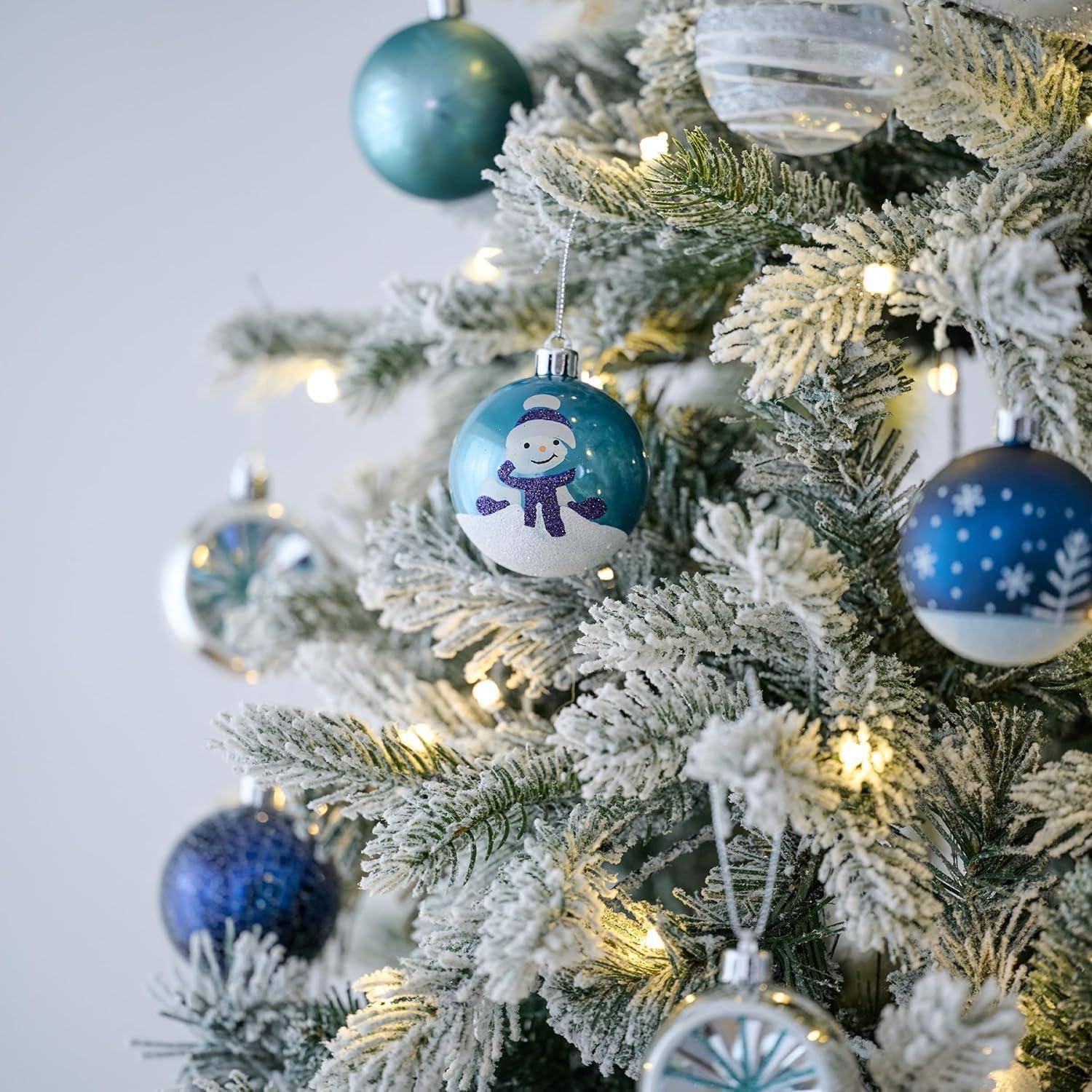 Weihnachtskugeln 16Stück 6cm Silber Geschenkpaket Aufhänger Blau