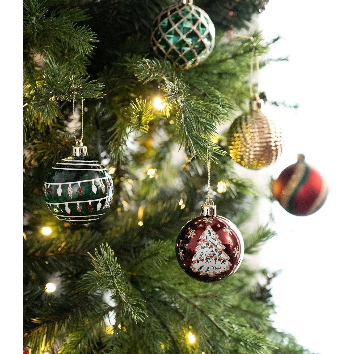 Weihnachtskugeln 16 Stück 6 cm Geschenkpaket Aufhänger Rot Grün Gold