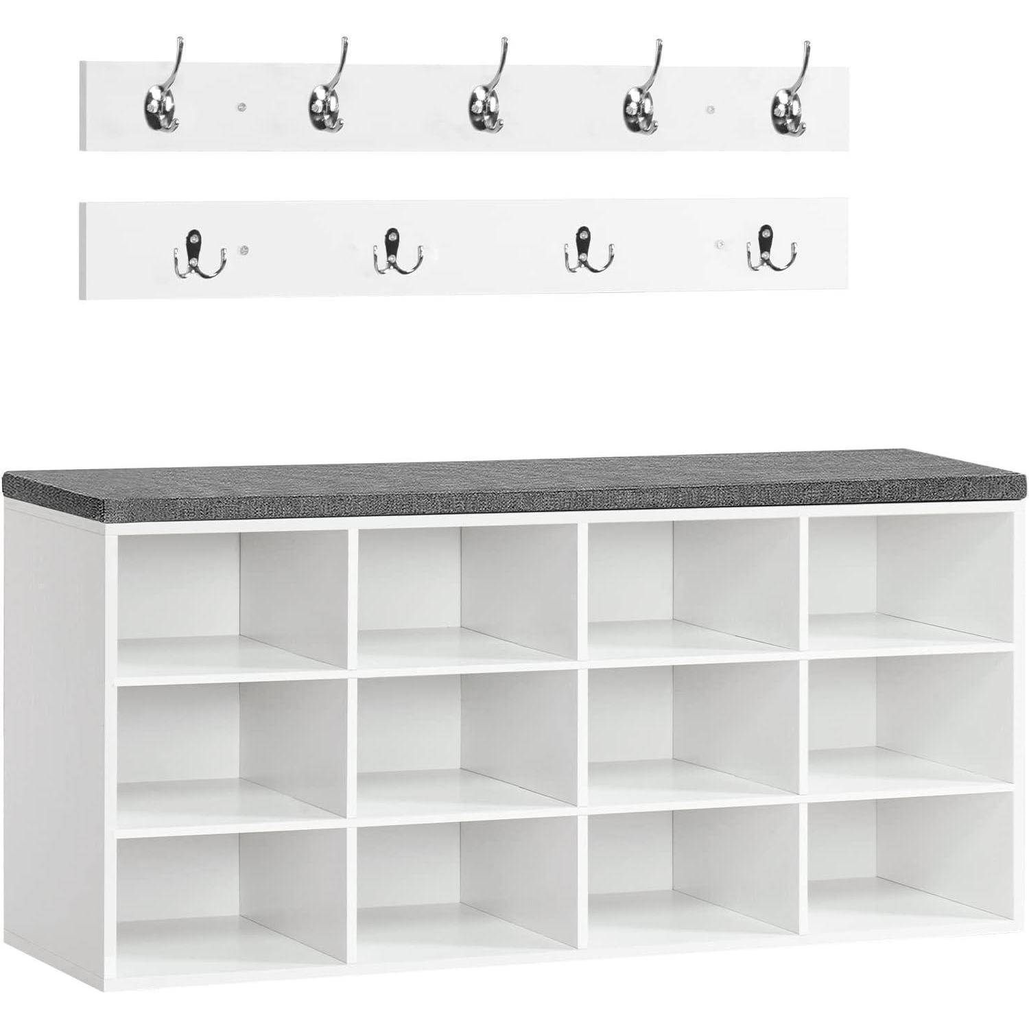Garderobe Schuhregal Set Weiß + Grau 100 x 30 x 48 cm (L x W x H)